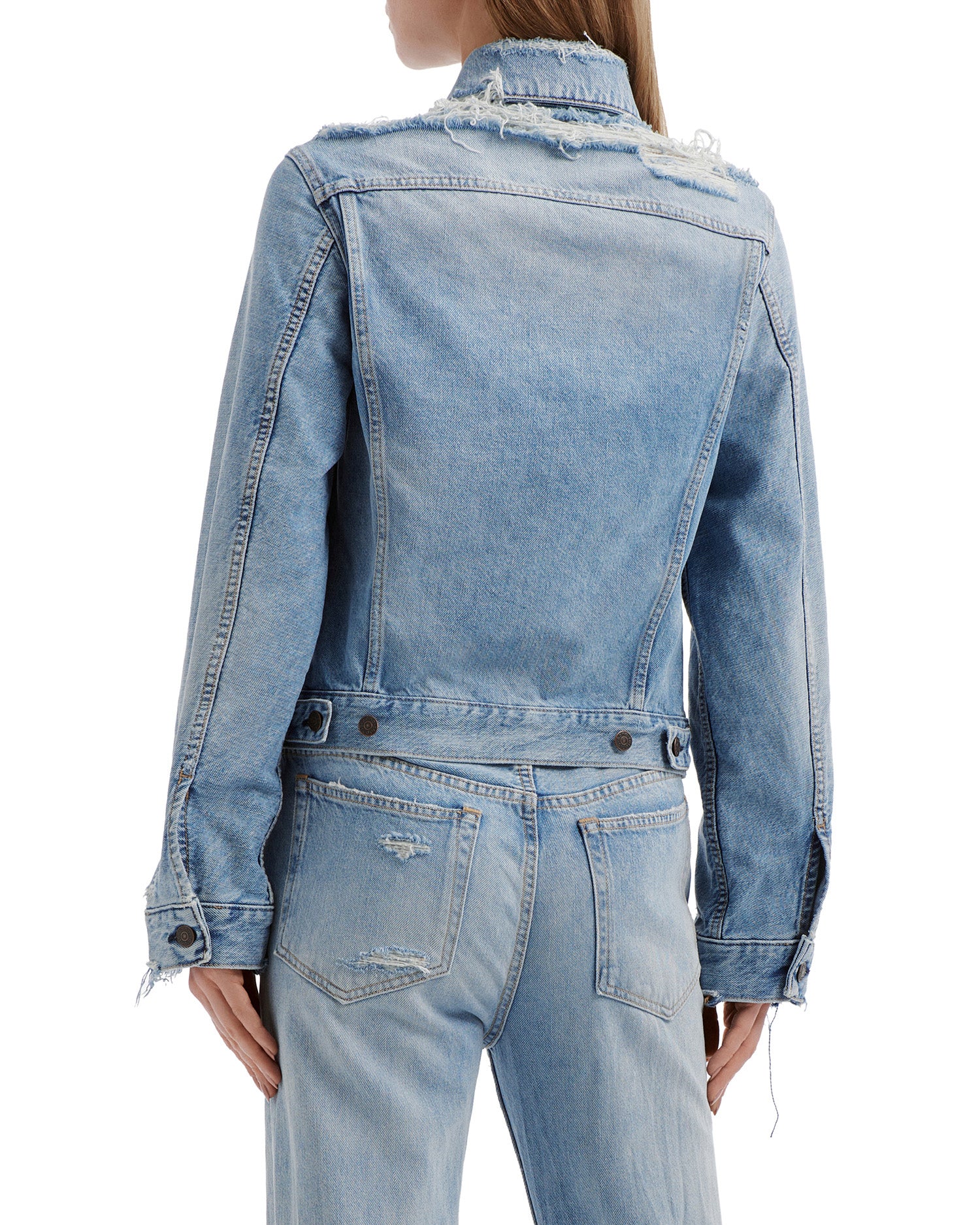 Distressed denim jacket