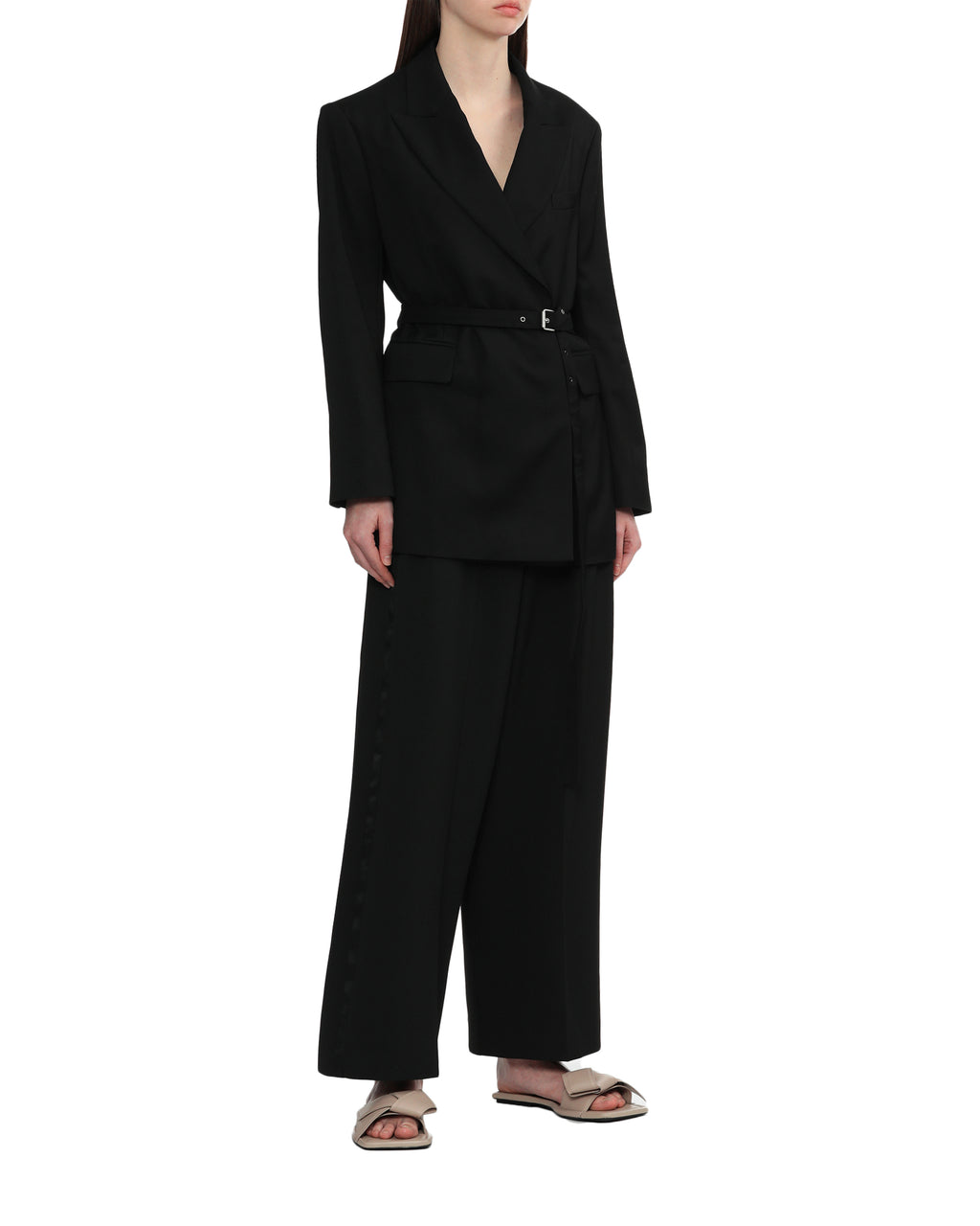 Belted suit jacket