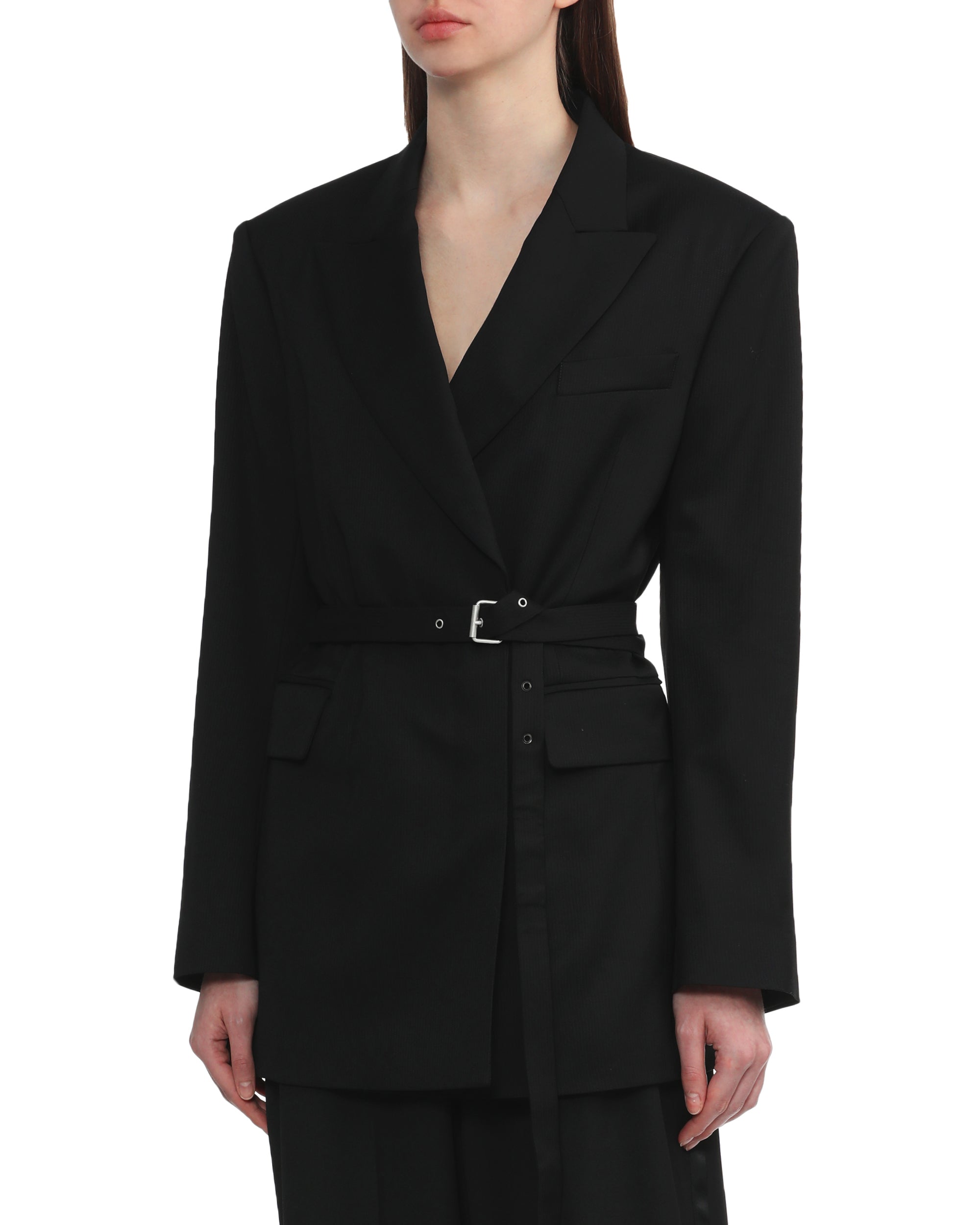 Belted suit jacket