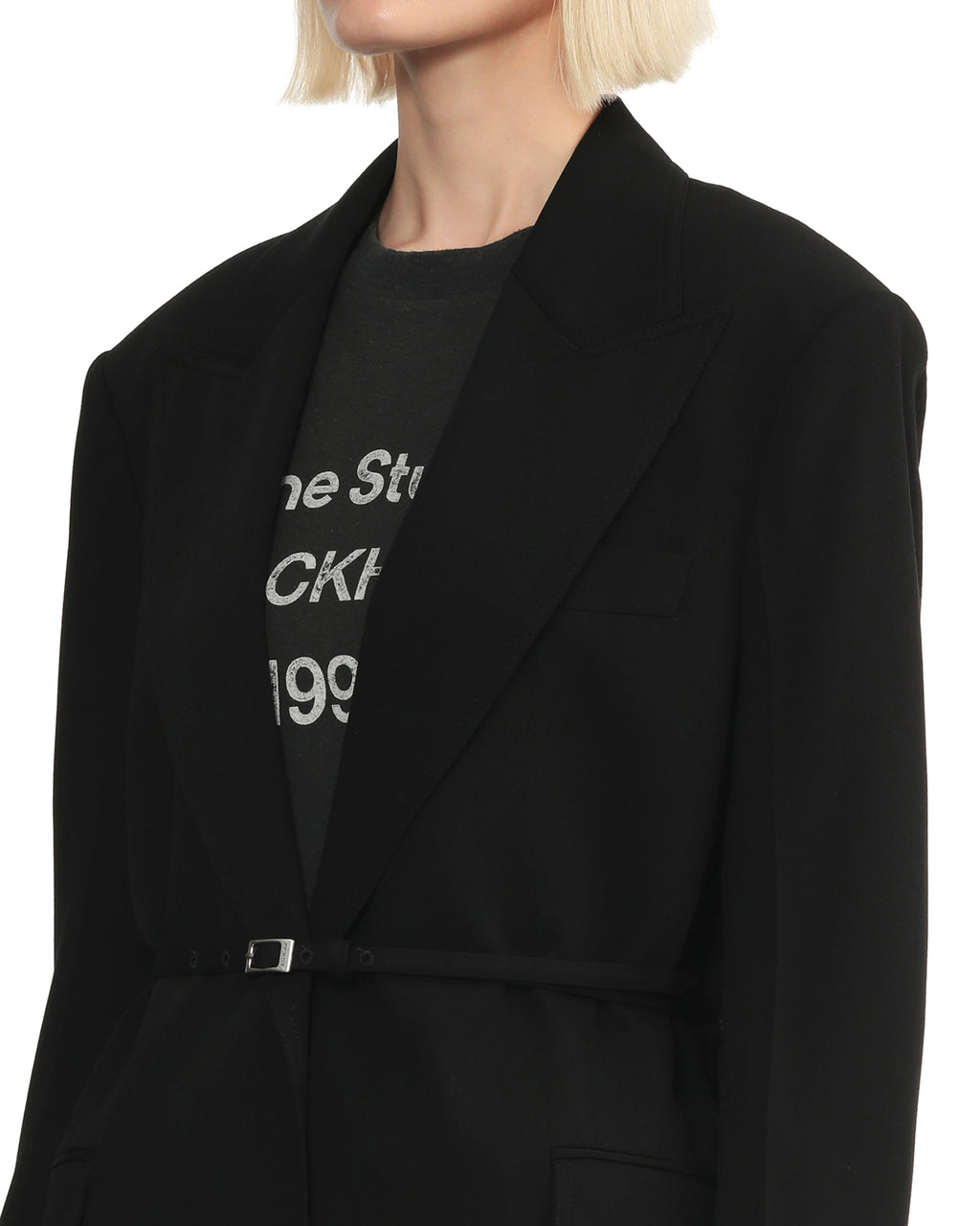 Belted single-breasted blazer
