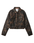 Distressed monogram denim jacket