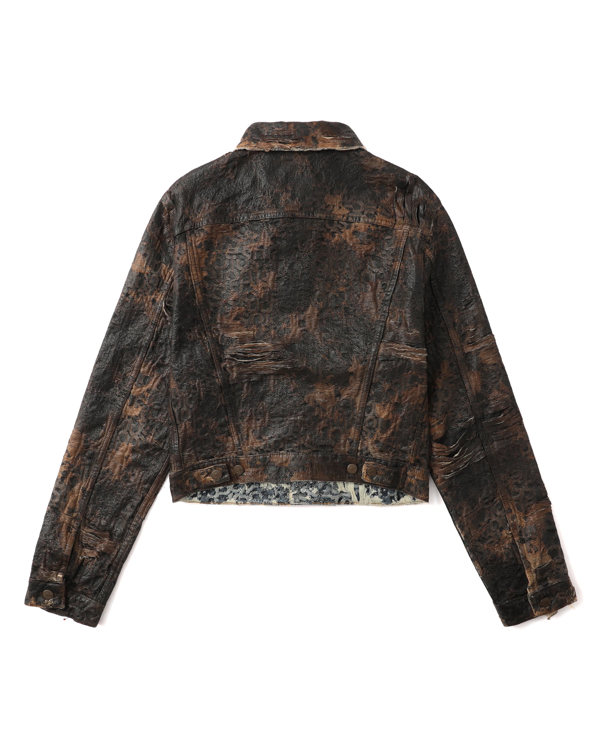 Distressed monogram denim jacket