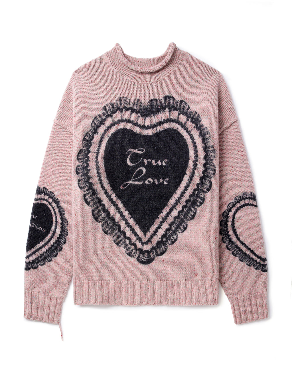 Heart-print chunky-knit jumper