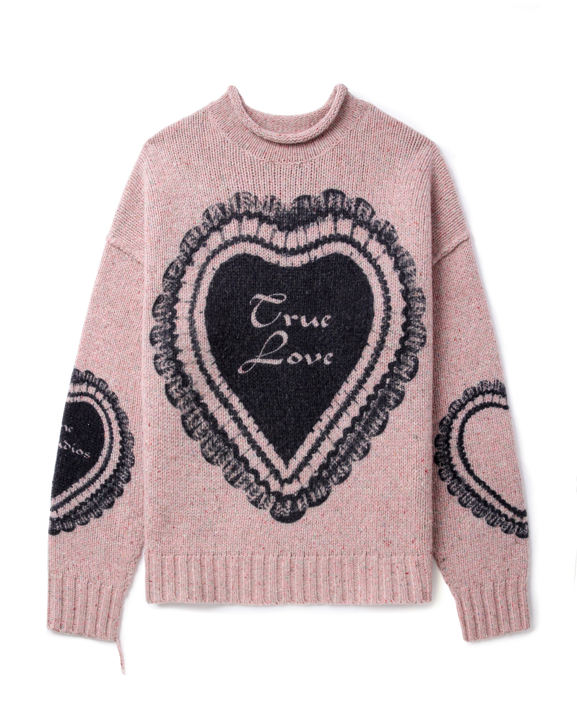 Heart-print chunky-knit jumper