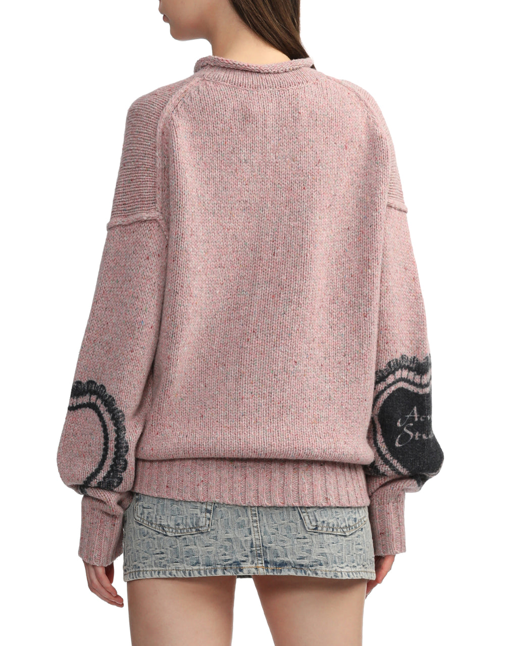 Heart-print chunky-knit jumper