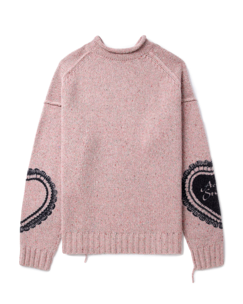 Heart-print chunky-knit jumper