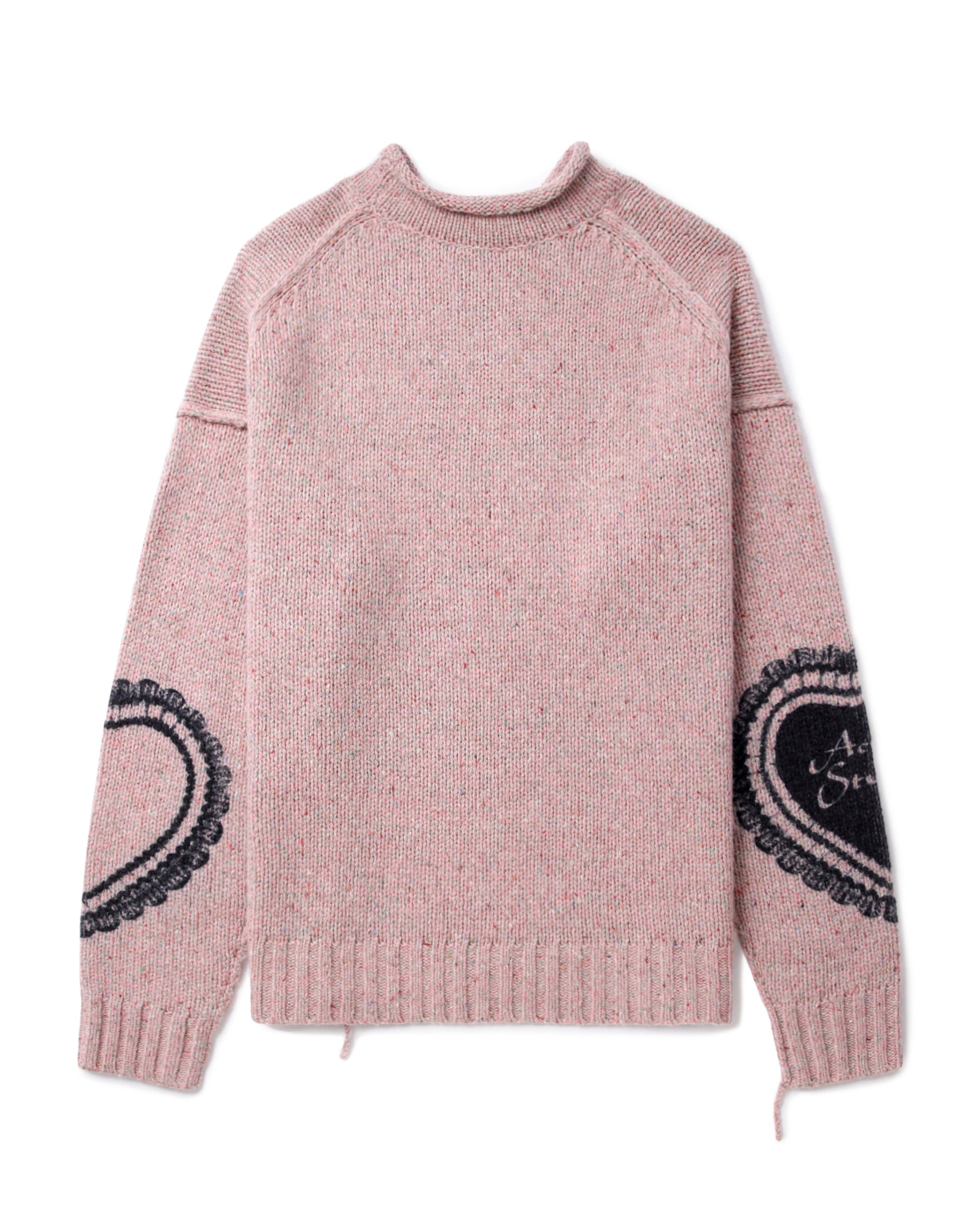 Heart-print chunky-knit jumper