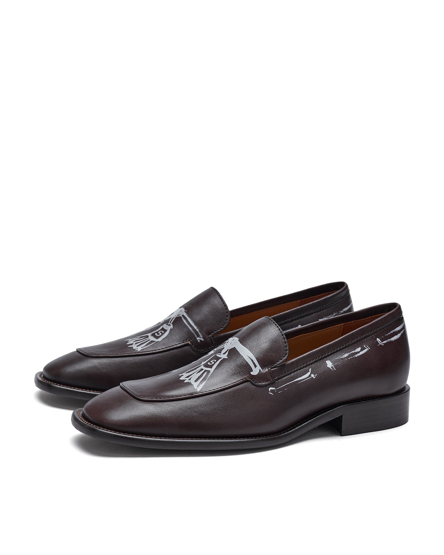 Printed leather loafers