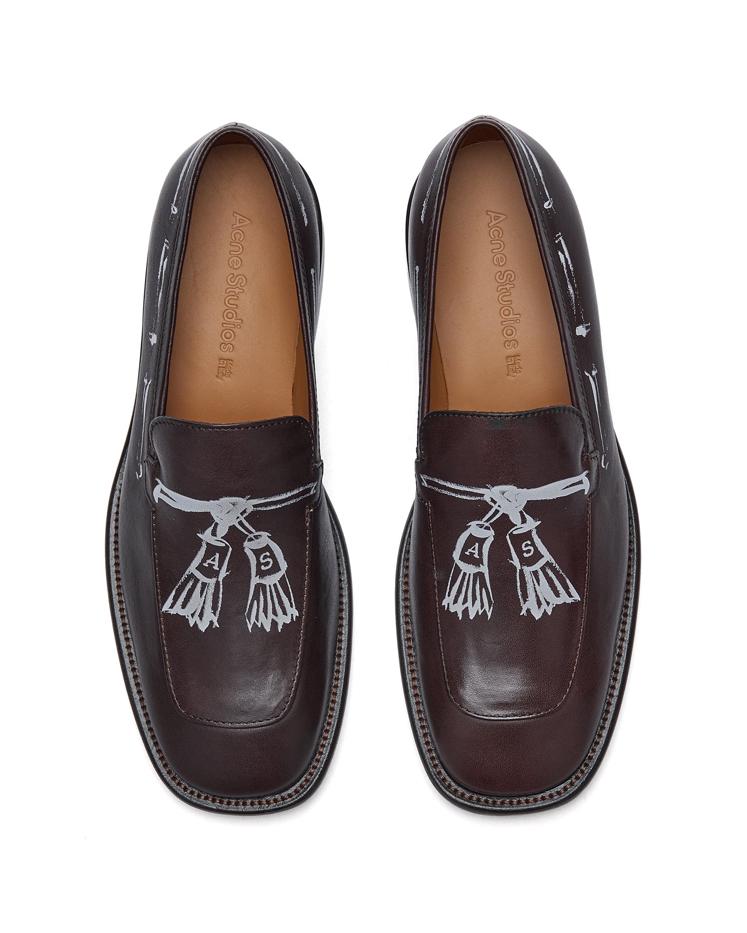 Printed leather loafers