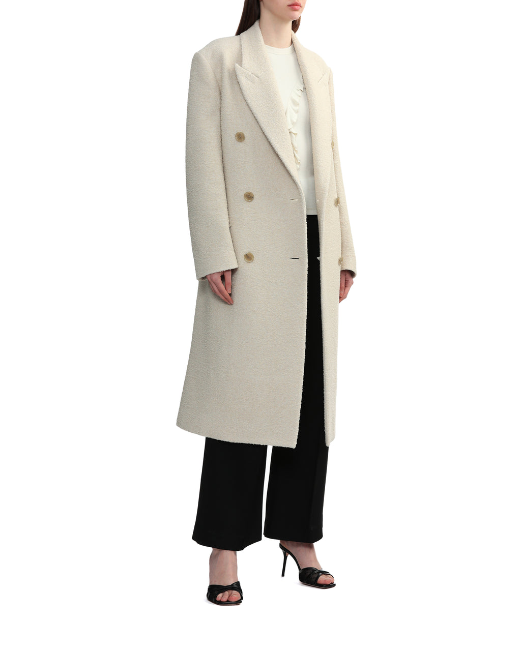 Wide leg wool-blend trousers