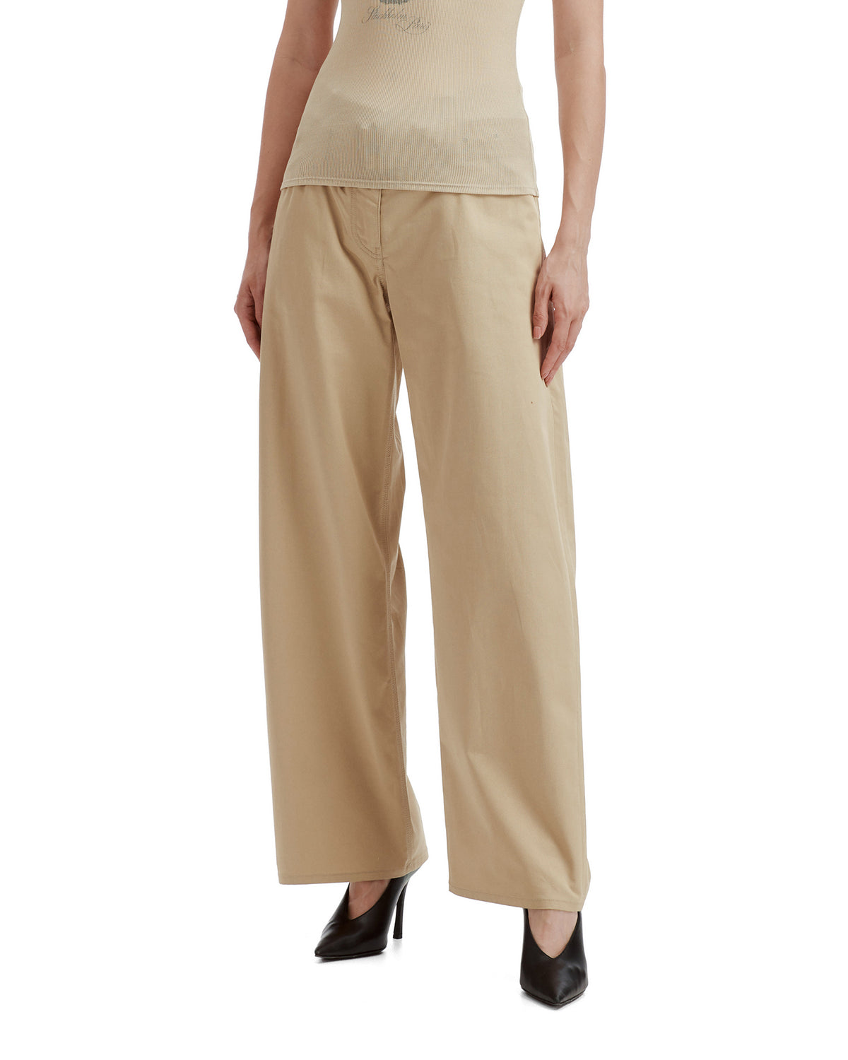 Belted twill trousers