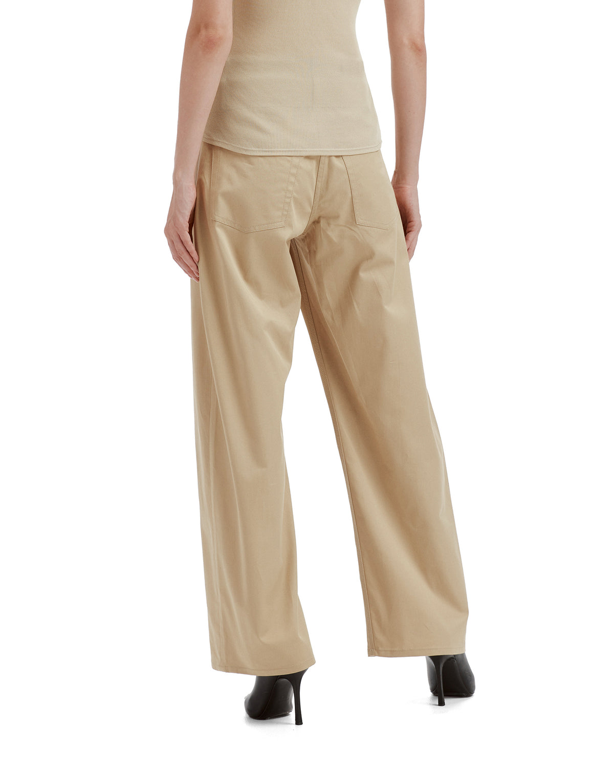 Belted twill trousers