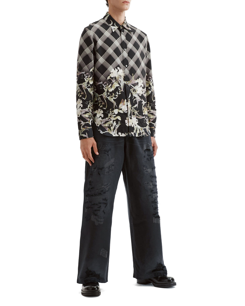 Regular fit mended pants