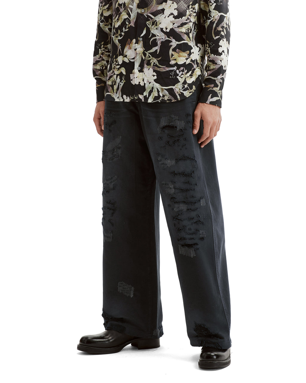 Regular fit mended pants