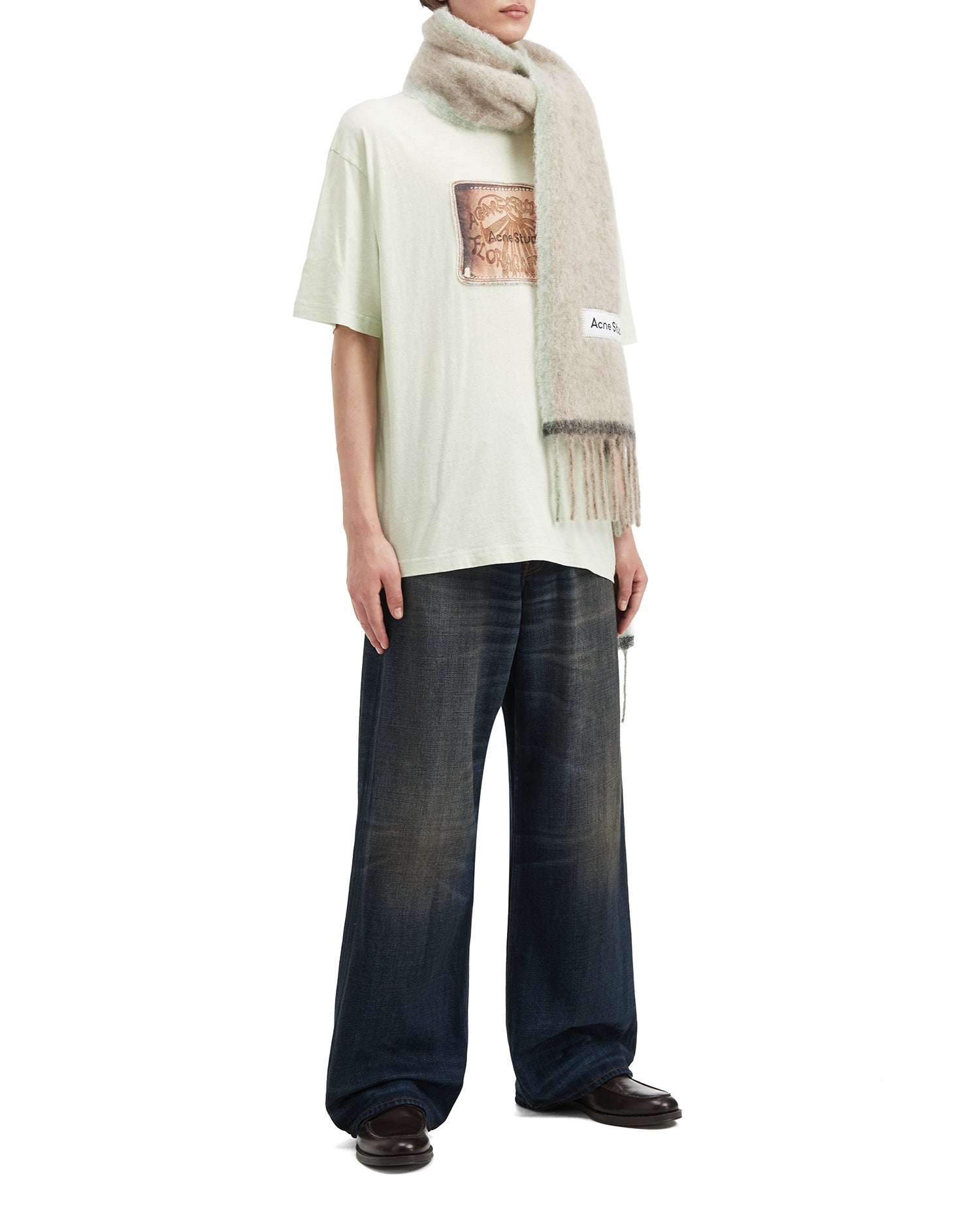 Narrow wool-mohair blend scarf