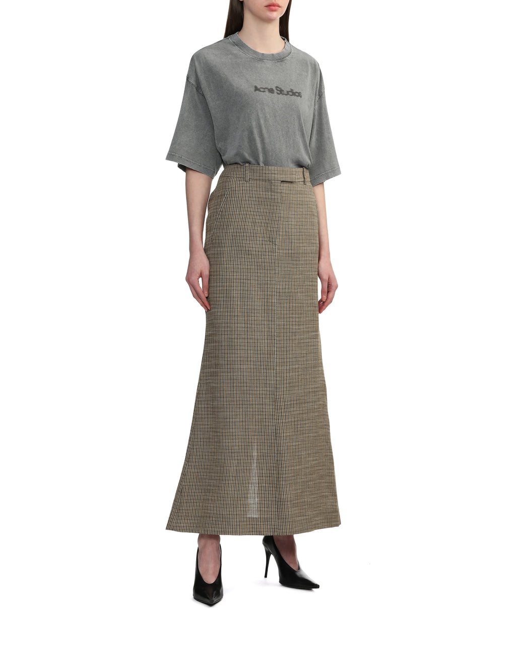 Tailored check skirt