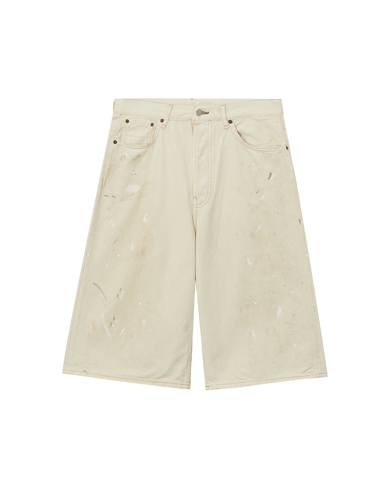 Distressed denim shorts
