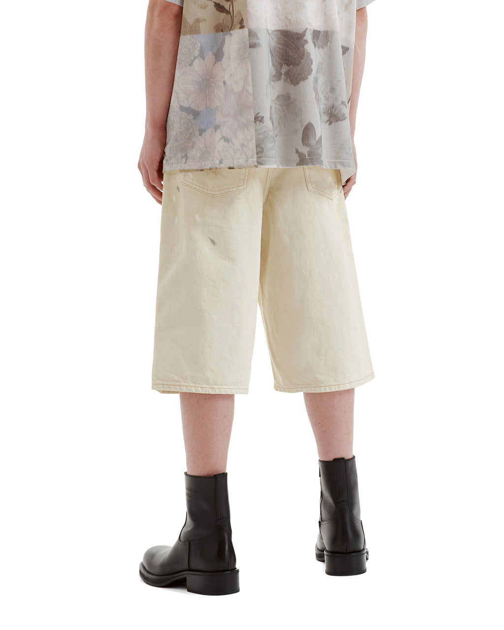 Distressed denim shorts