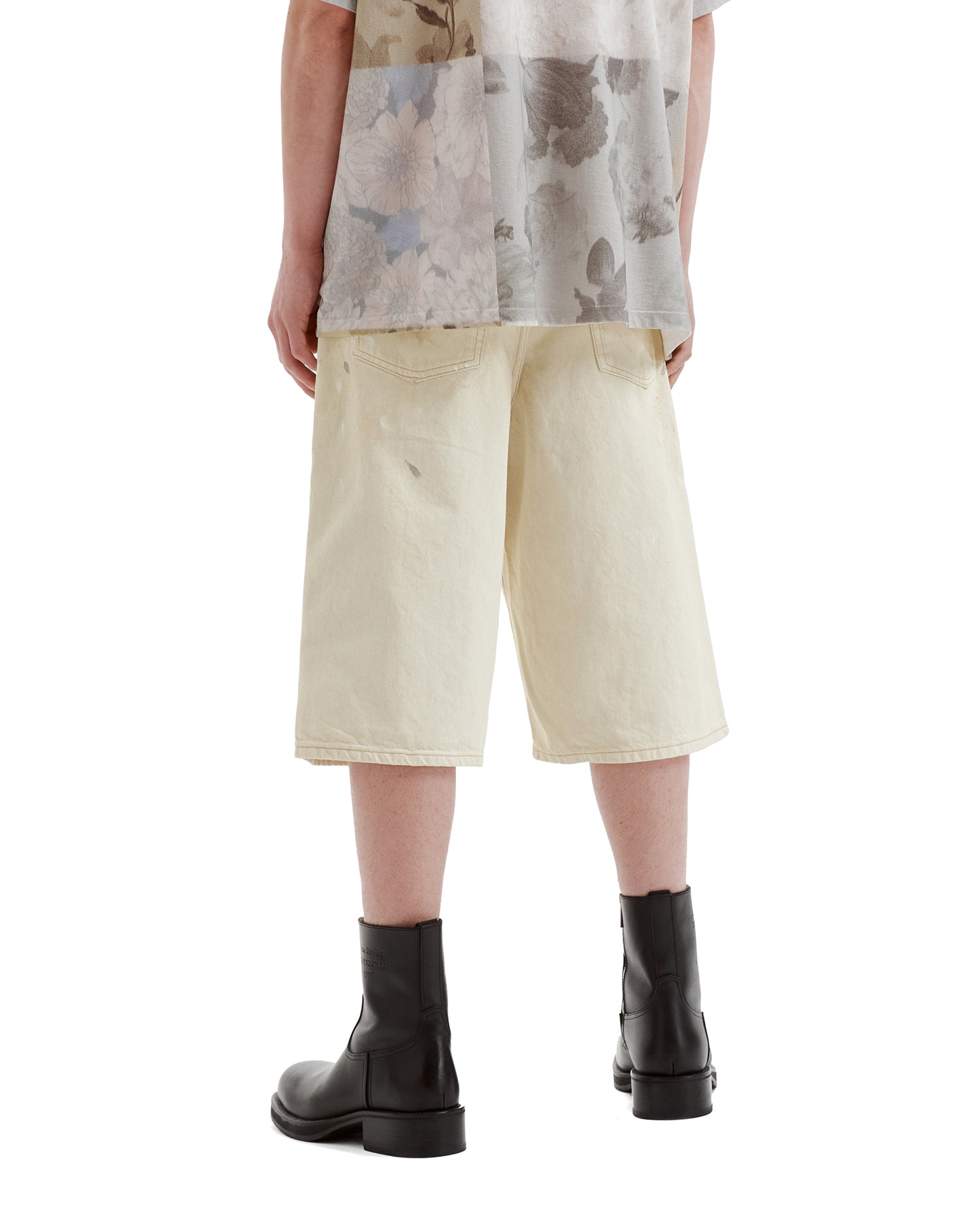 Distressed denim shorts