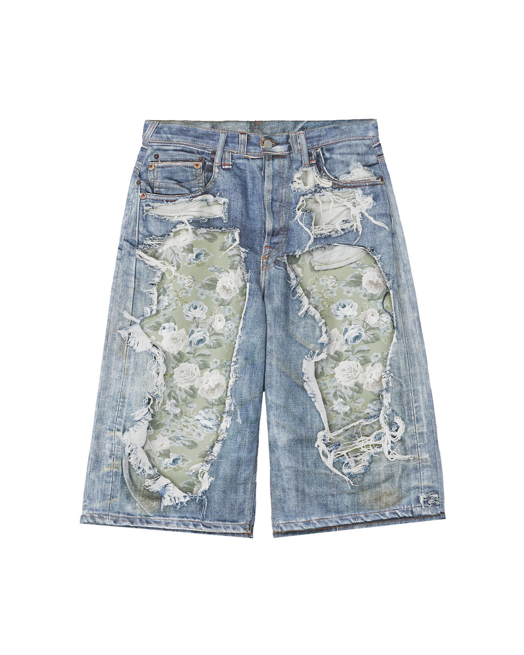 Trompe-l’œil denim shorts