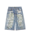 Trompe-l’œil denim shorts