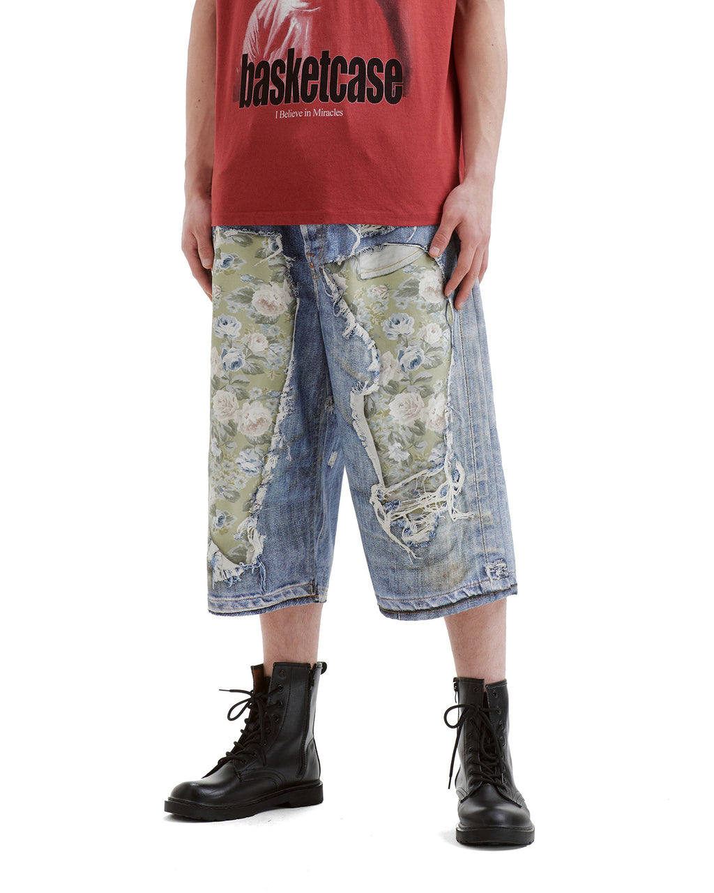 Trompe-l’œil denim shorts
