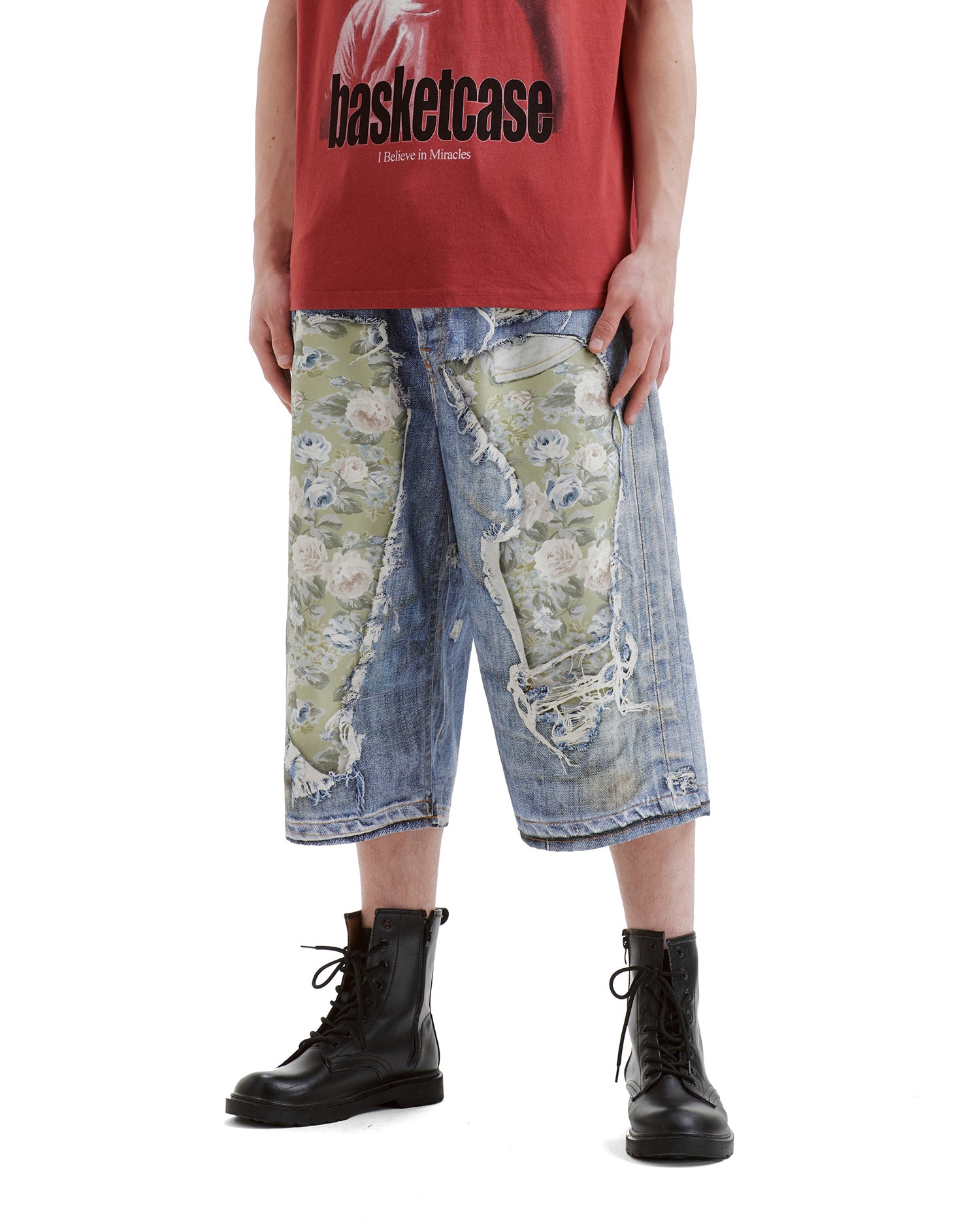 Trompe-l’œil denim shorts