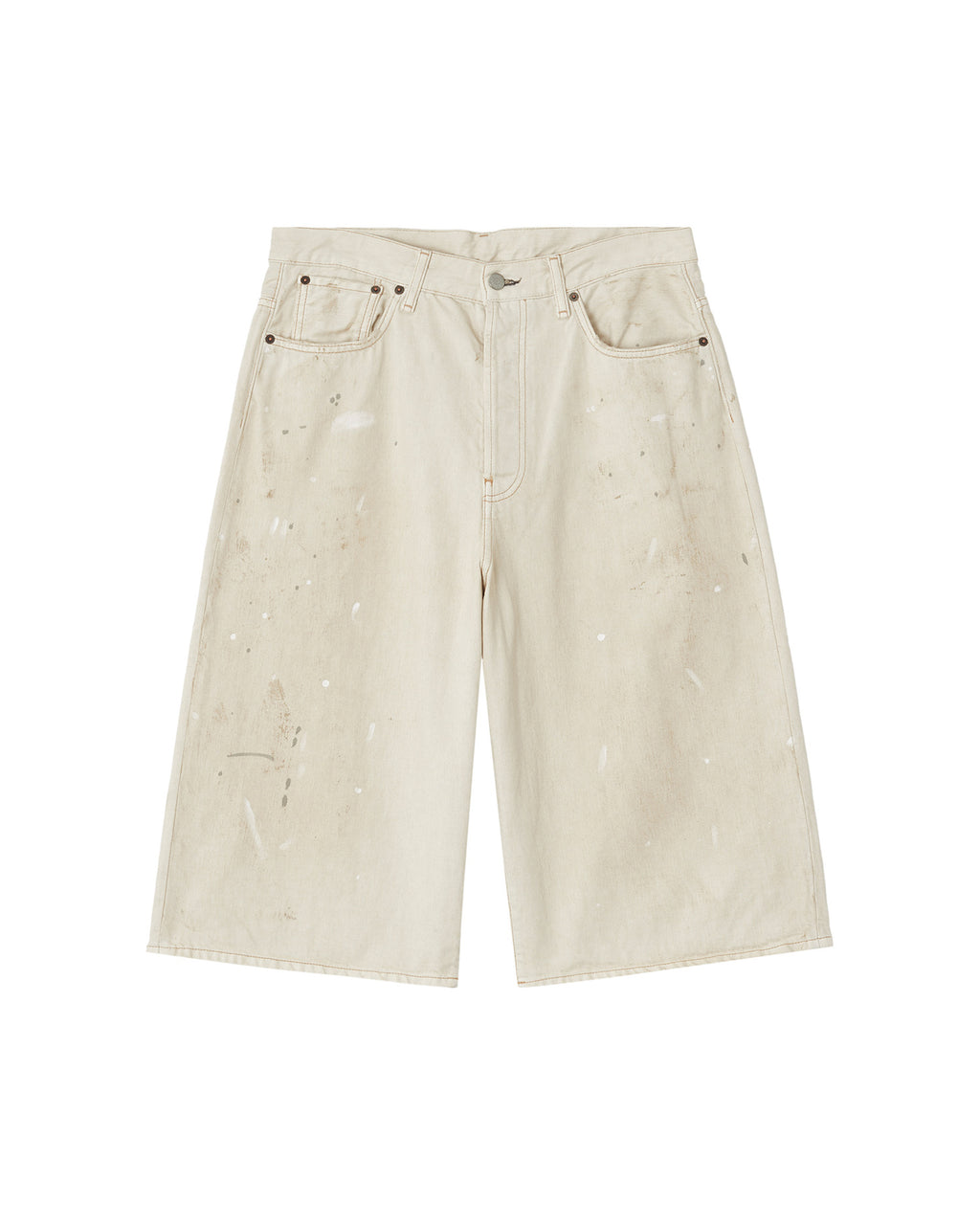 Stained denim shorts