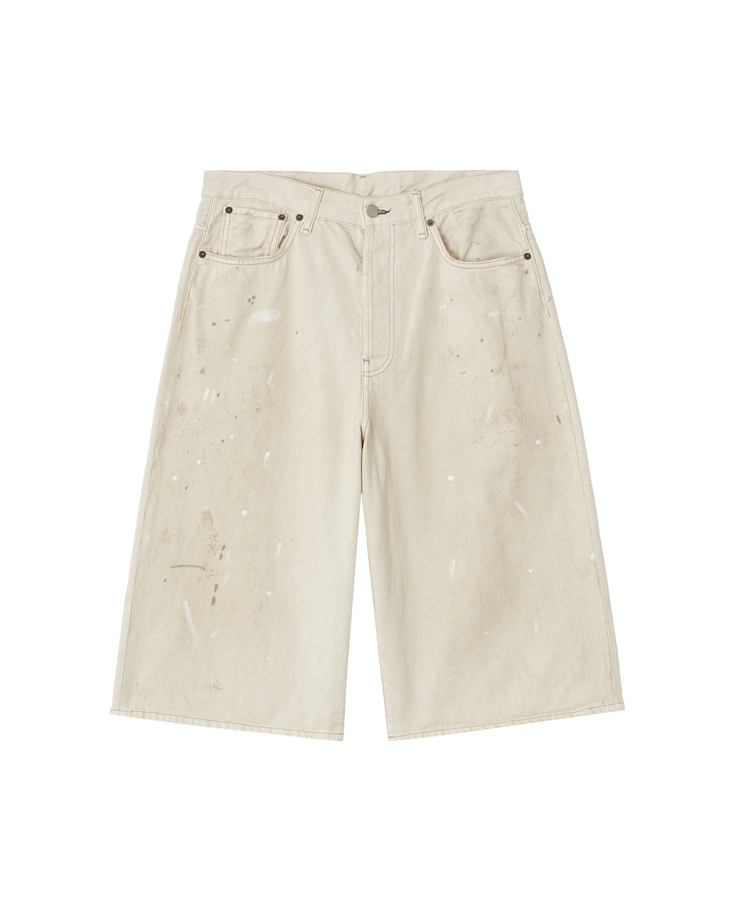 Stained denim shorts