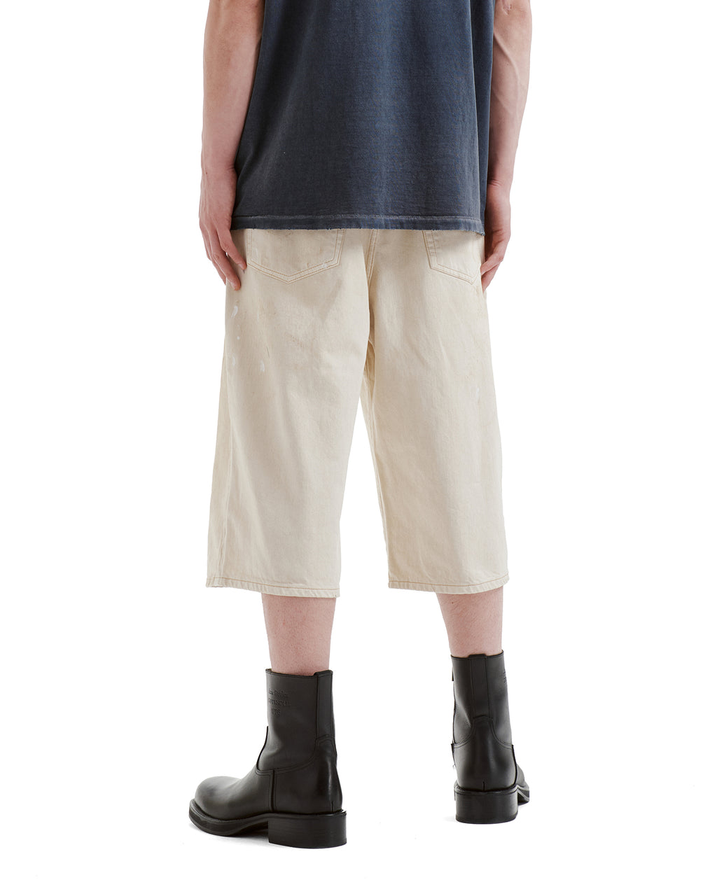 Stained denim shorts
