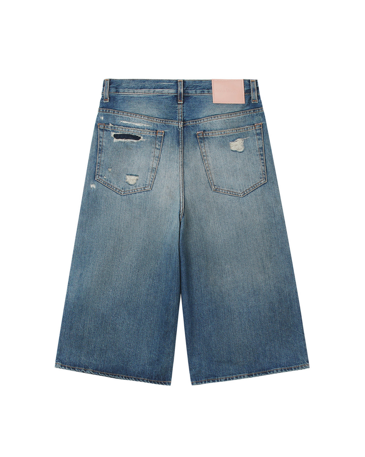 Mended denim shorts