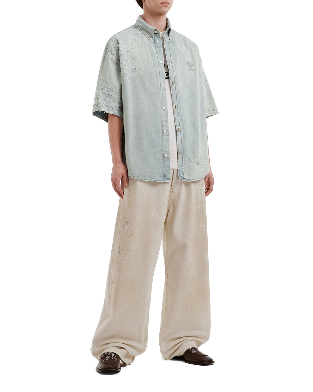 Denim short sleeve shirt