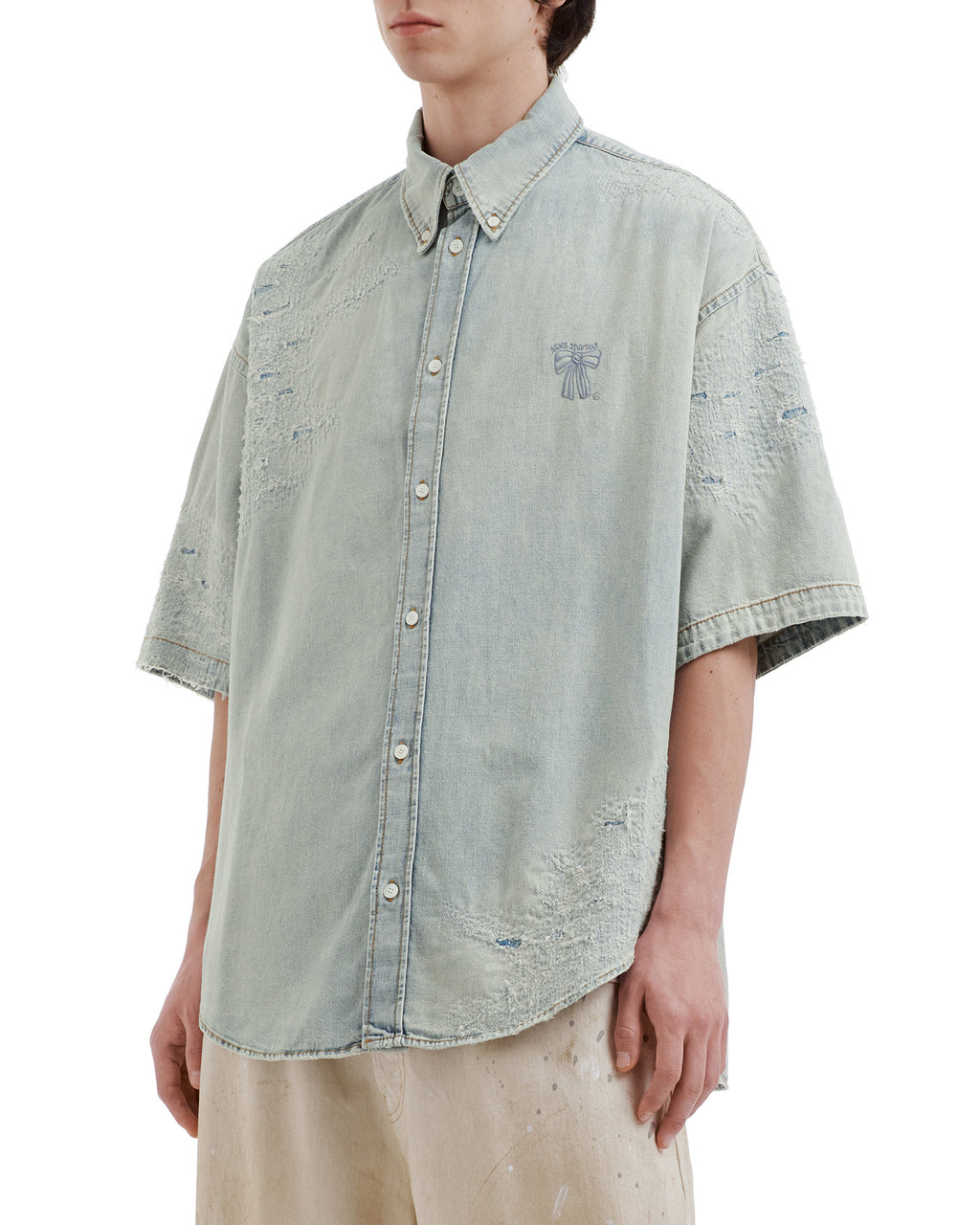 Denim short sleeve shirt