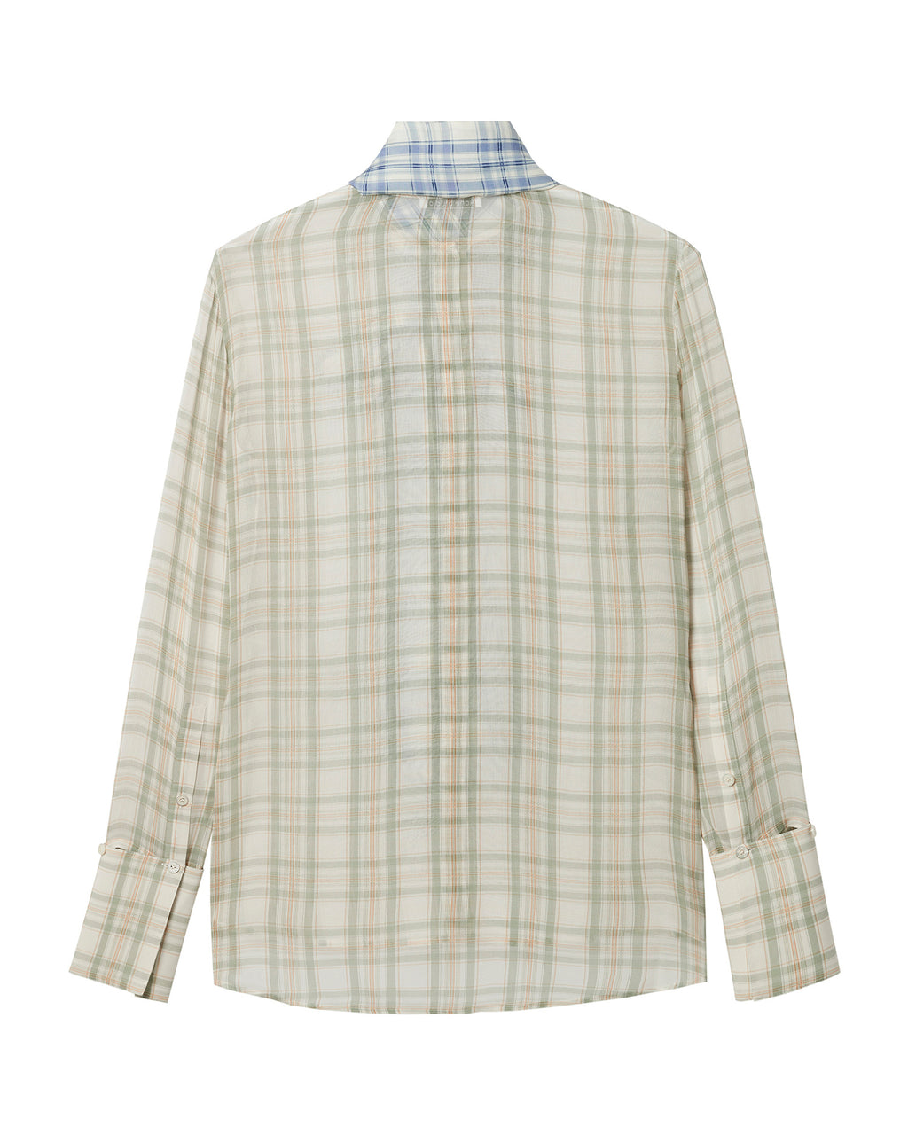 Scarf-neck plaid shirt