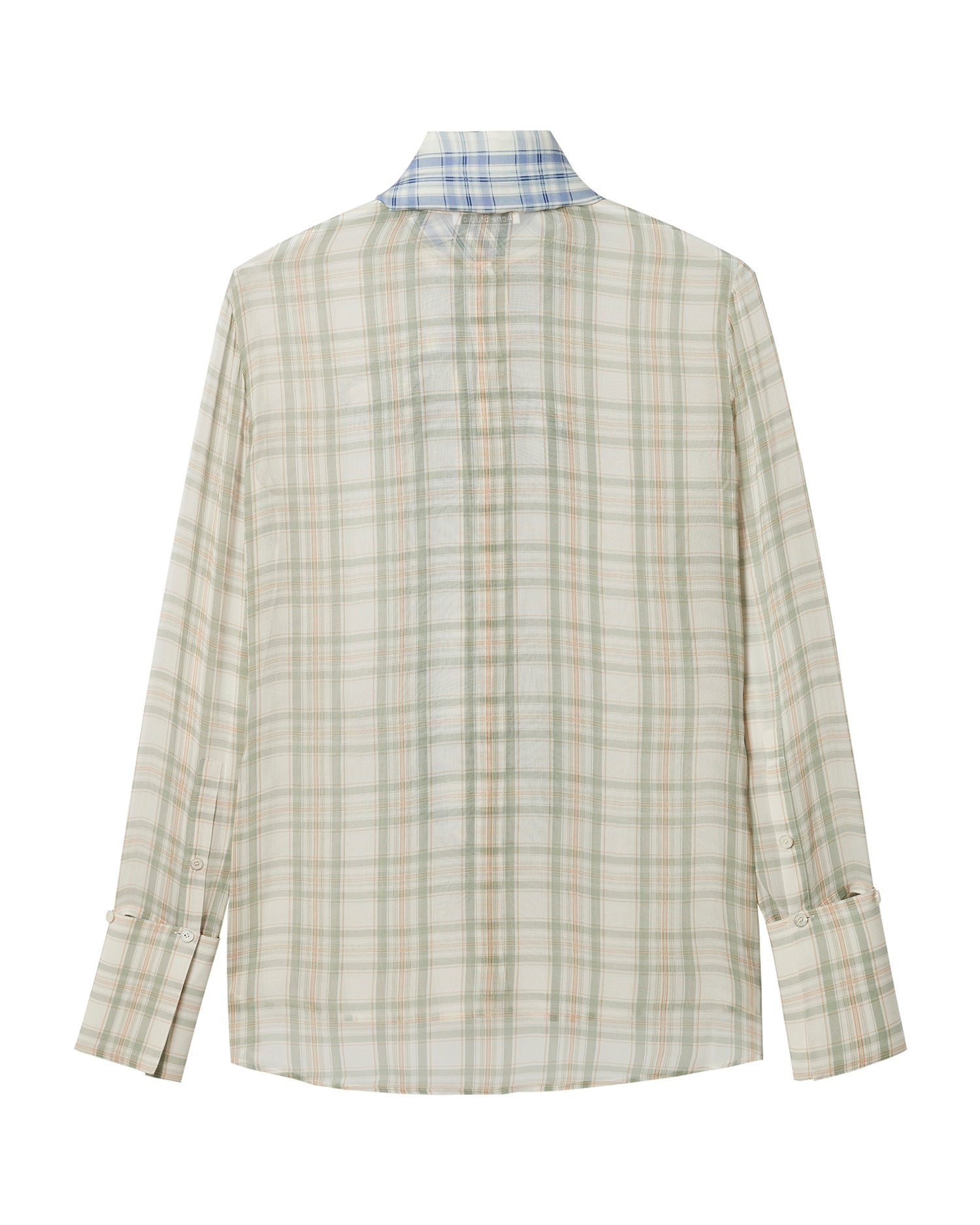 Scarf-neck plaid shirt