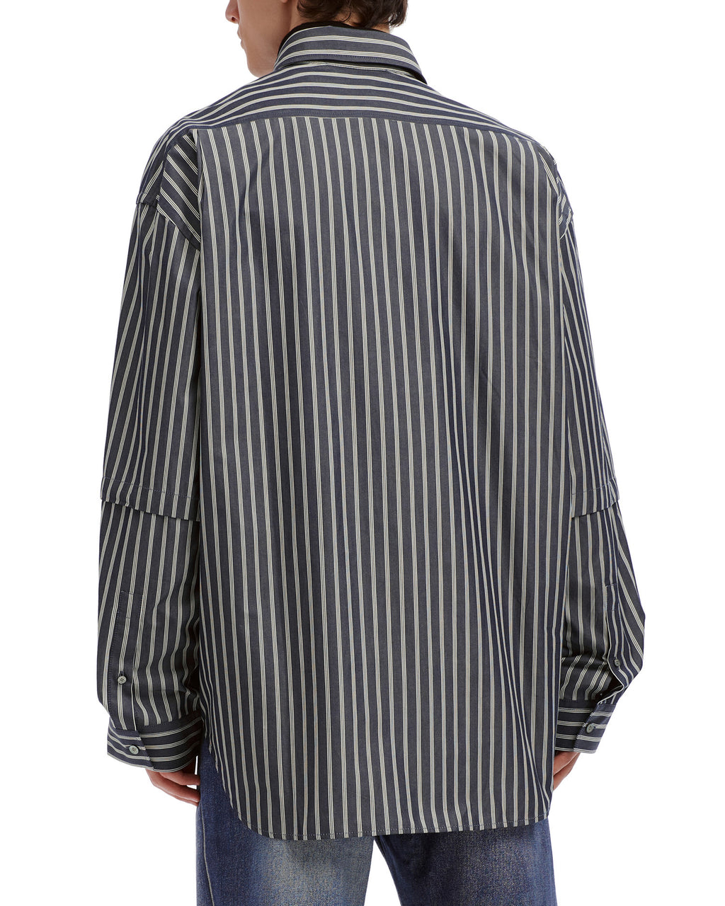 Double-sleeve striped shirt