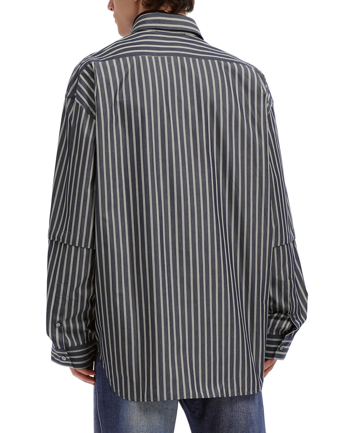 Double-sleeve striped shirt