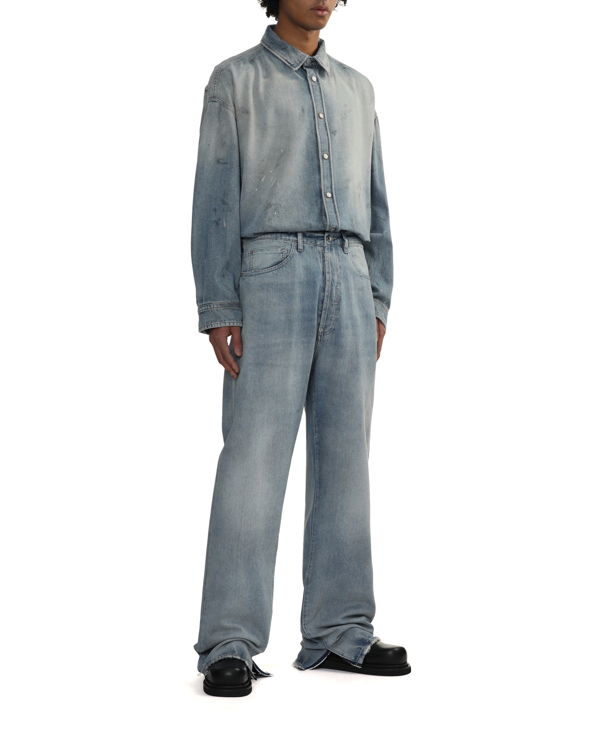 Denim button-up shirt