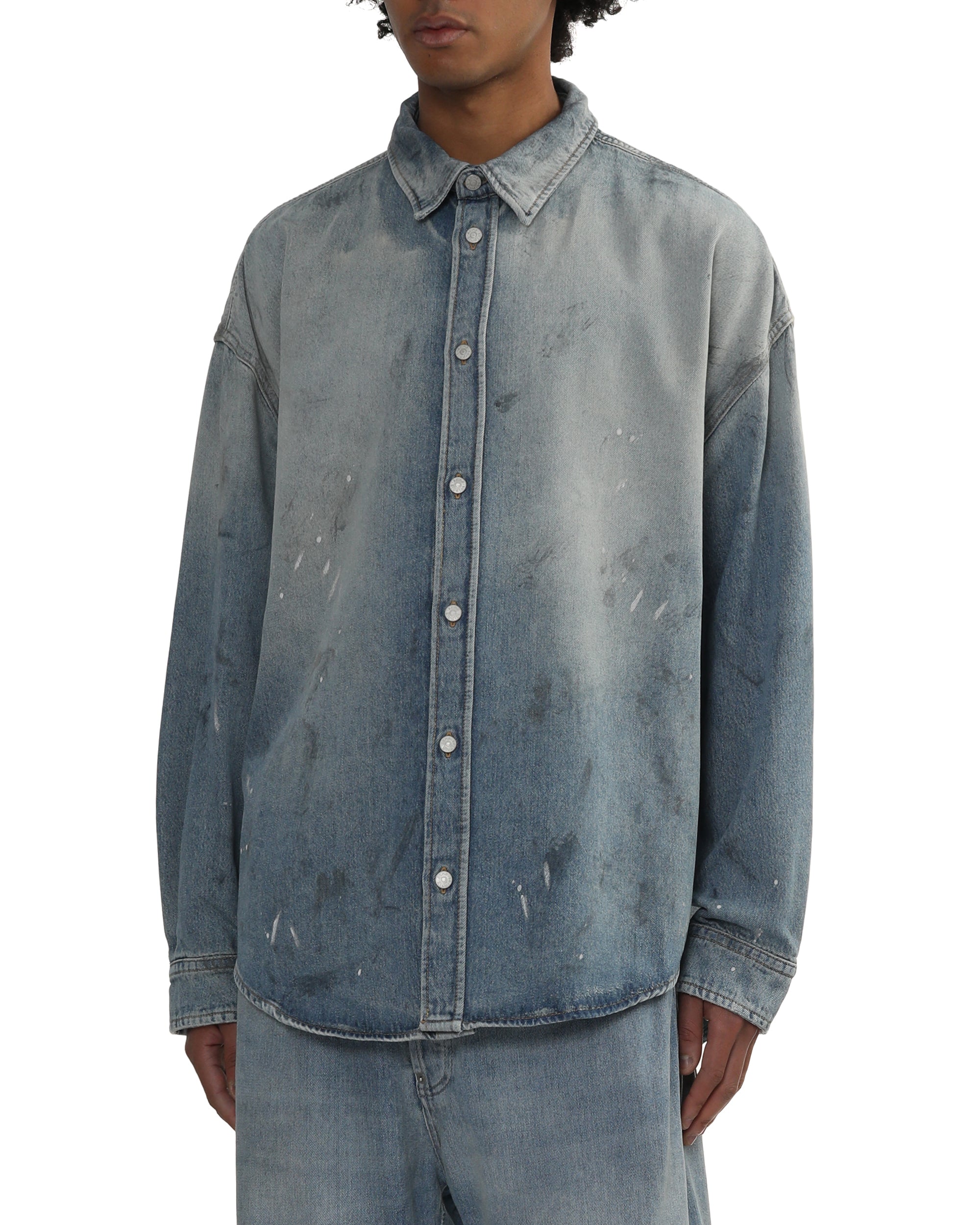 Denim button-up shirt