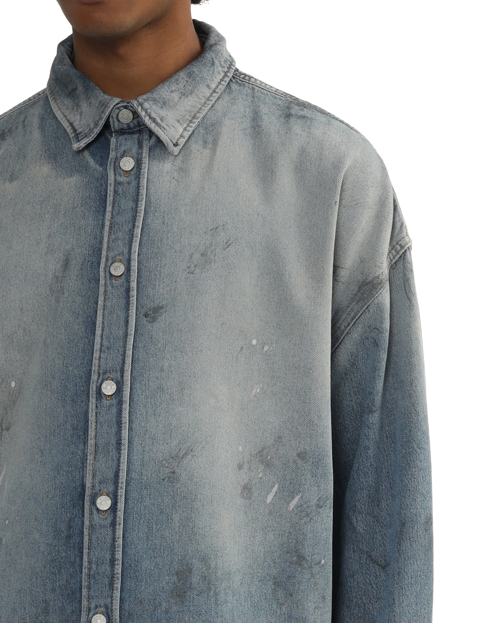 Denim button-up shirt