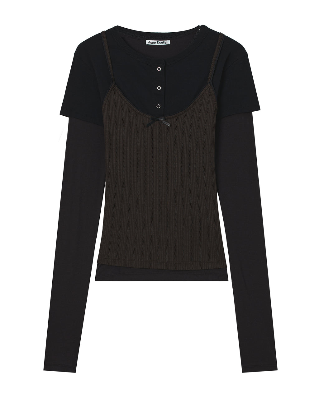 Layered jersey shirt with bow