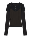 Layered jersey shirt with bow