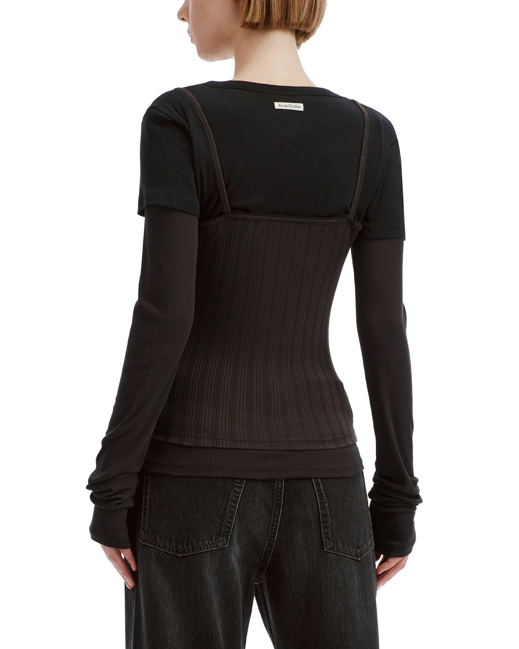 Layered jersey shirt with bow