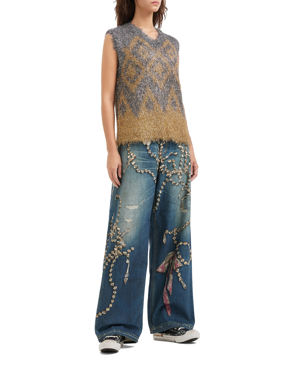 Metallic knit vest