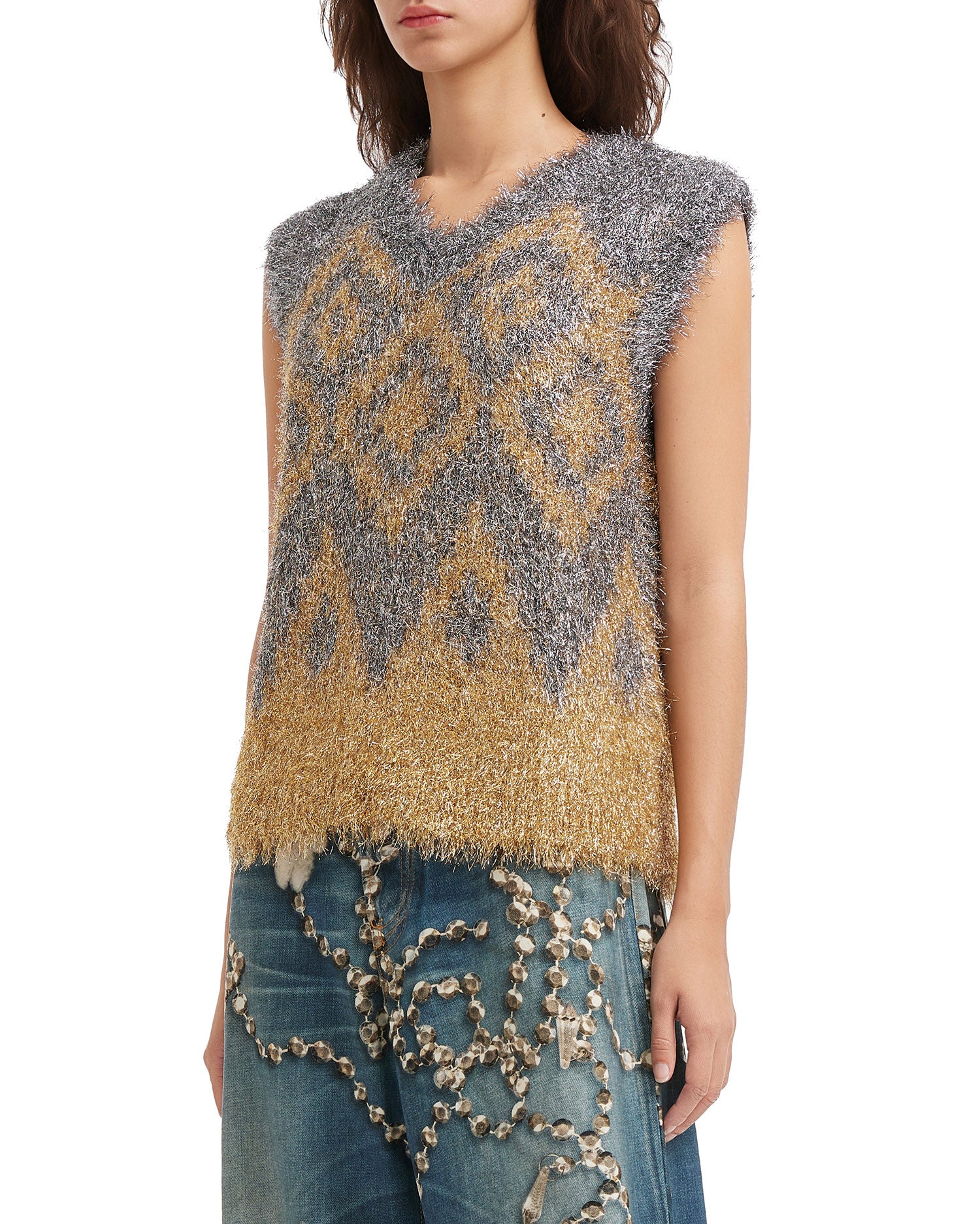 Metallic knit vest