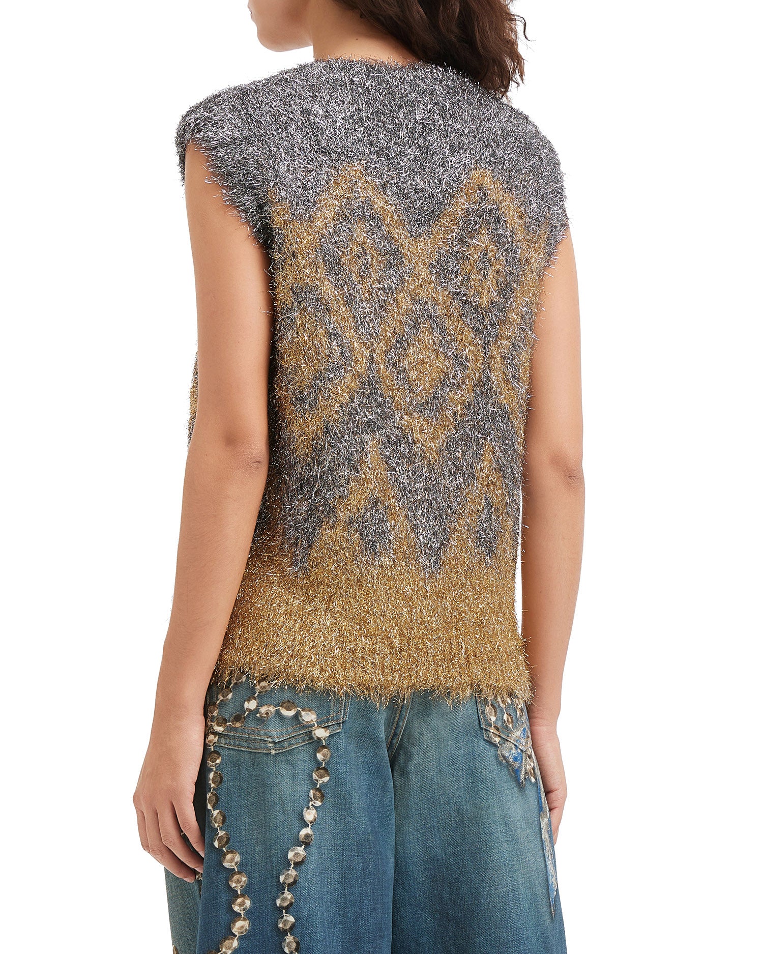 Metallic knit vest
