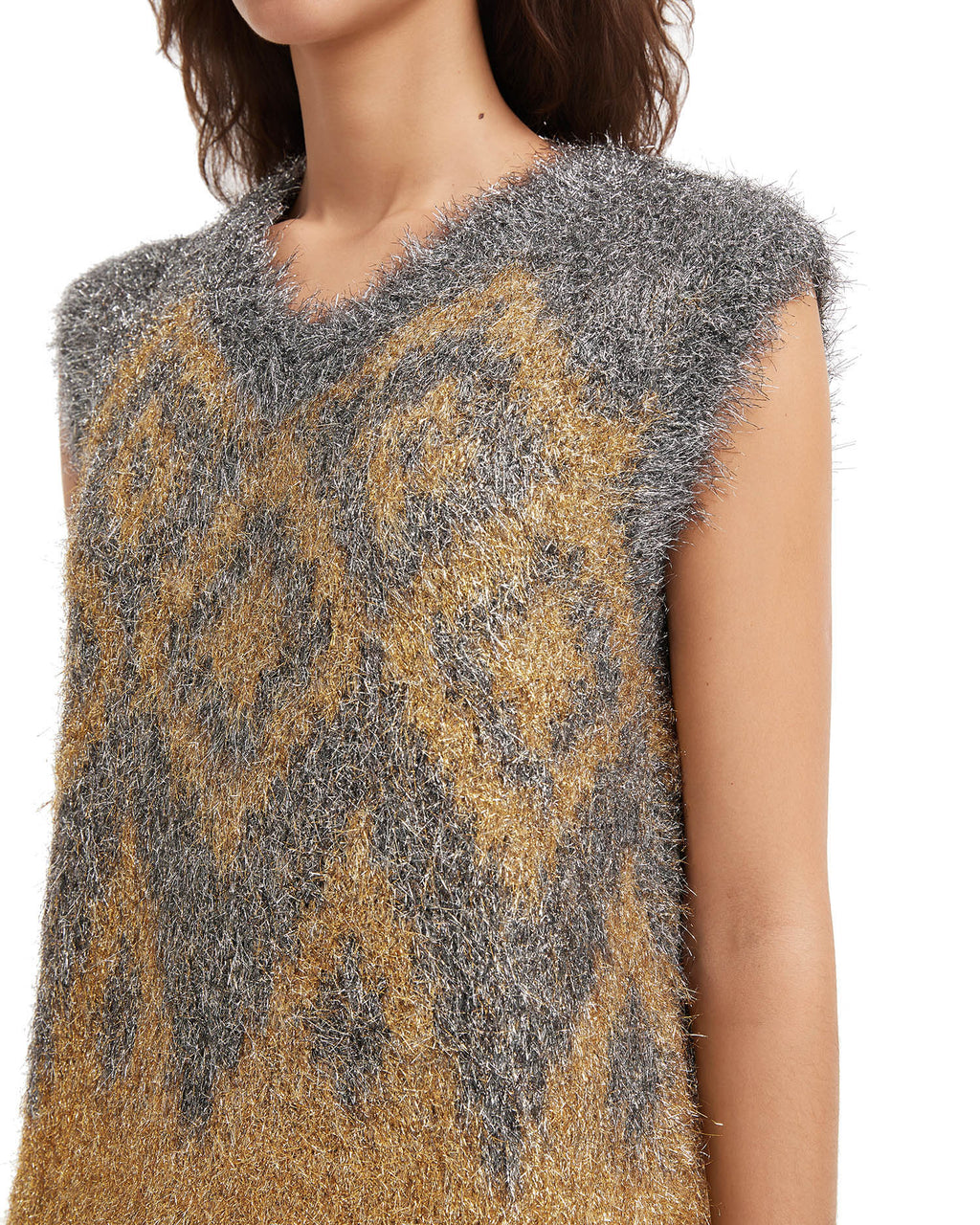 Metallic knit vest