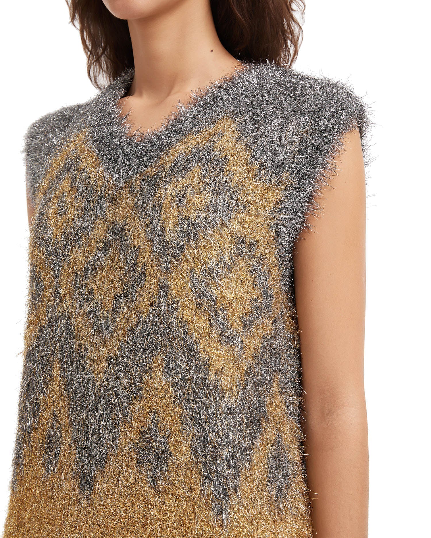 Metallic knit vest