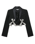 Deco bow slit crop blazer
