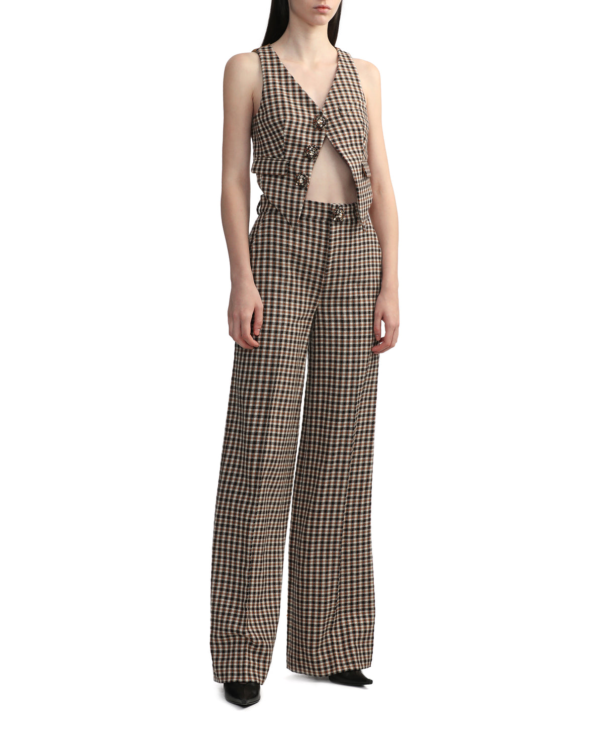 Crystal button trousers